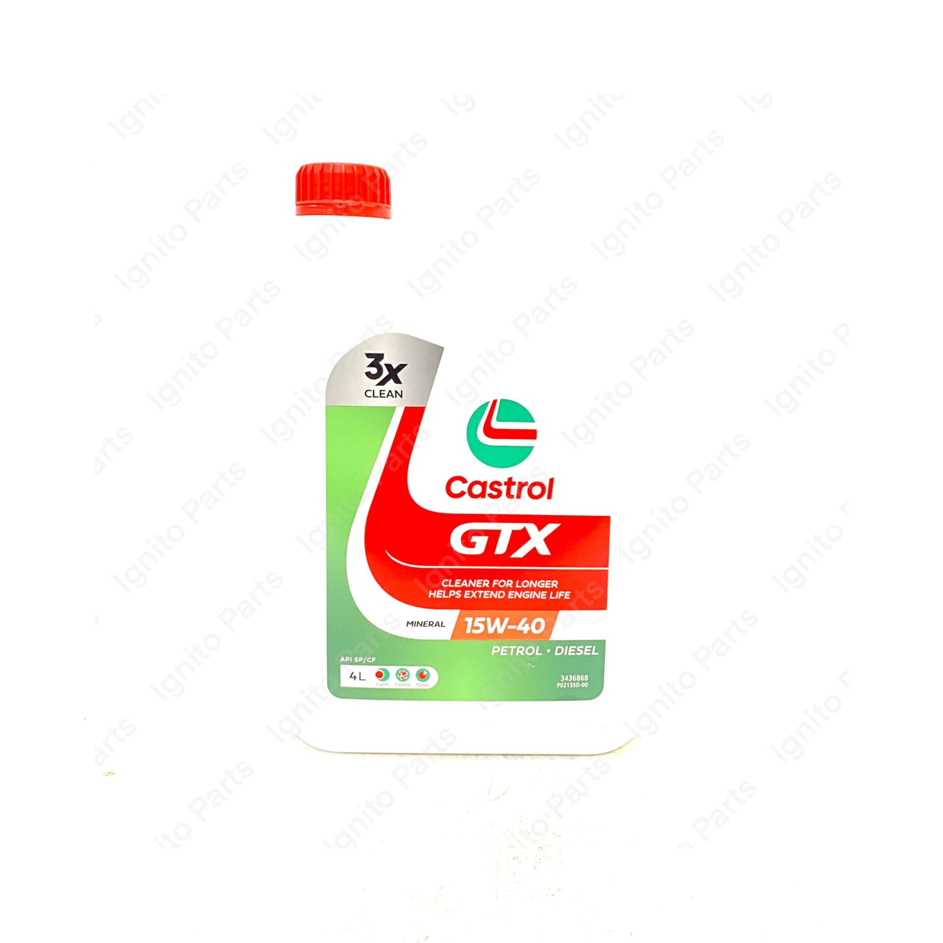 Castrol GTX 15W-40, API SP/CF Mineral Engine Oil (4L)