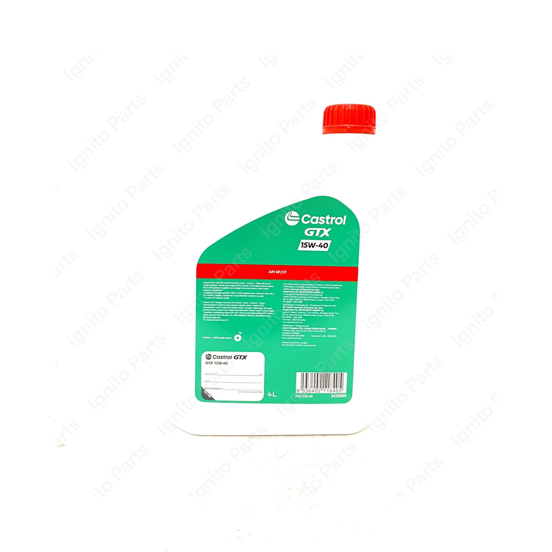 Castrol GTX 15W-40, API SP/CF Mineral Engine Oil (4L) - Image 2
